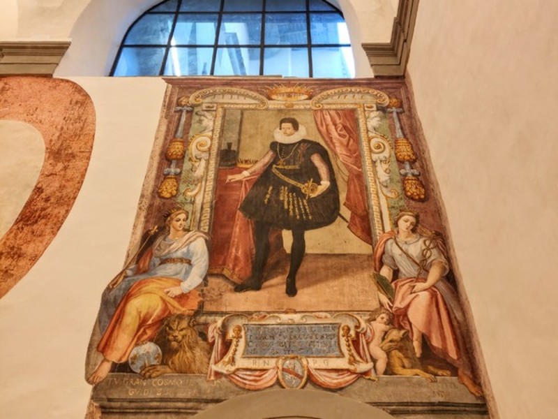 Nuovi Uffizi e suoi tesori nascosti: Ferdido I e Cosimo II de’ Medici in affresco.
